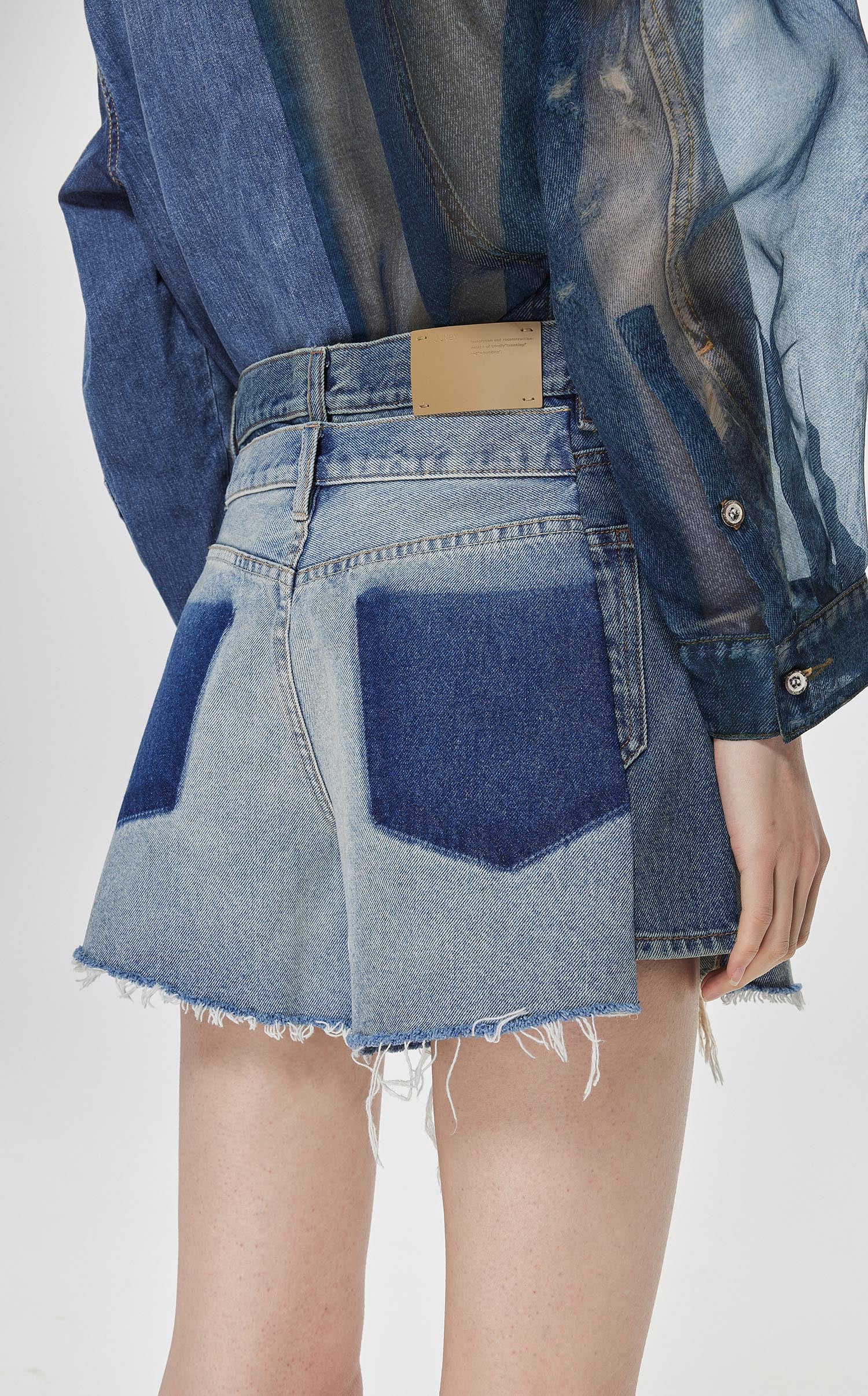 Shorts / JNBY High Rise Color Blocks Denim Shorts (100% Cotton)