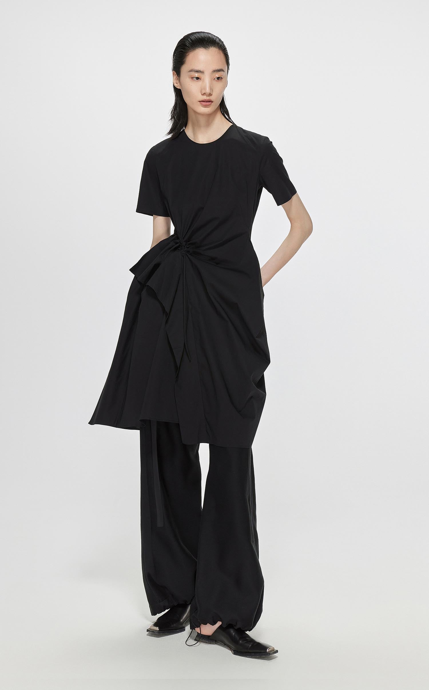 Dresses / JNBY Crewneck Pleated Short Sleeve Dress