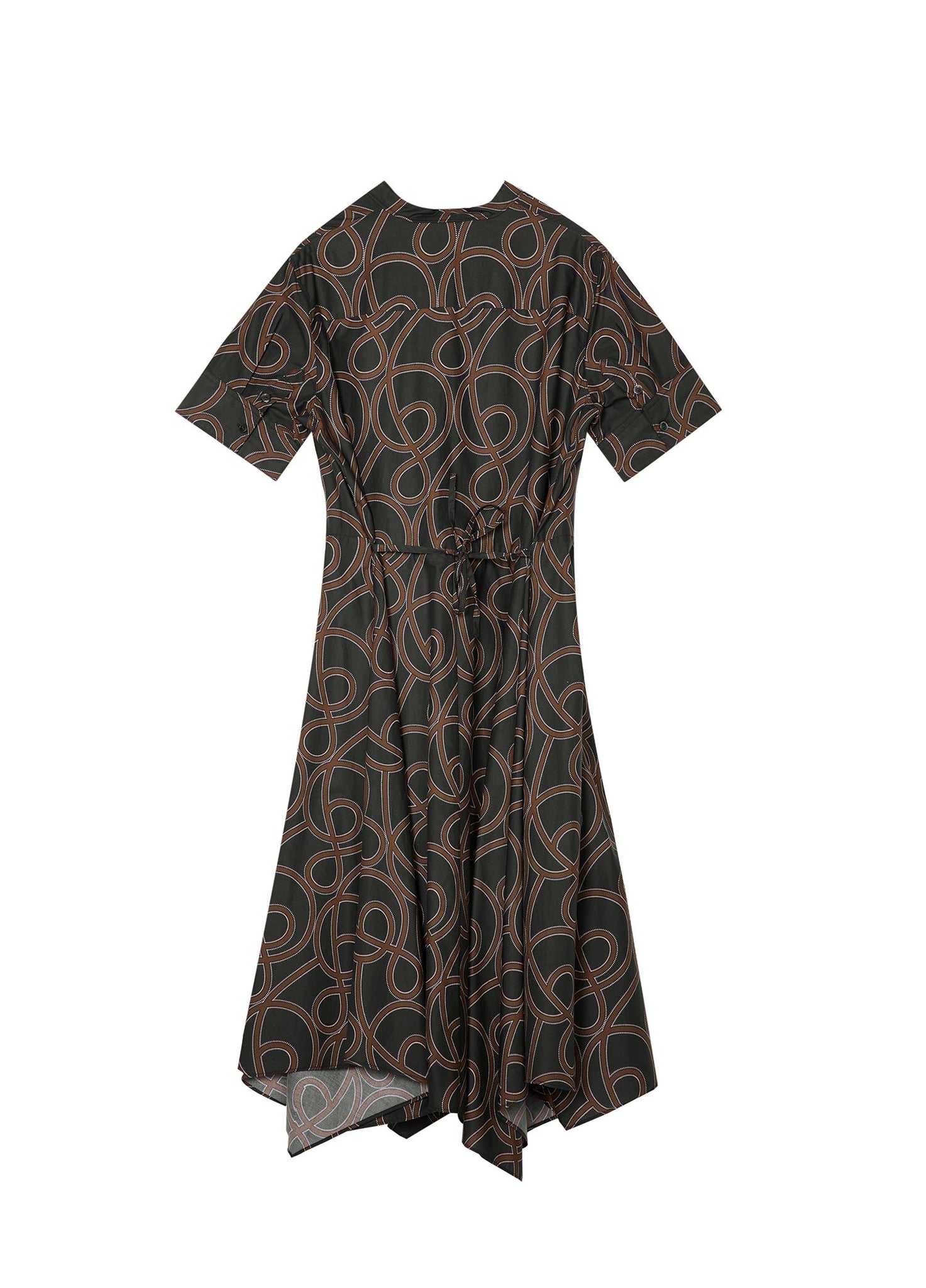 Dresses / JNBY Full Curved Line Print Short Sleeve Dress (100% Cotton)