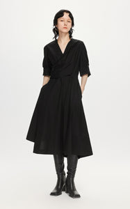Dresses / JNBY Mid-Sleeve Wrap Waist Midi Dress (100% Cotton)