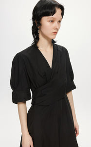 Dresses / JNBY Mid-Sleeve Wrap Waist Midi Dress (100% Cotton)