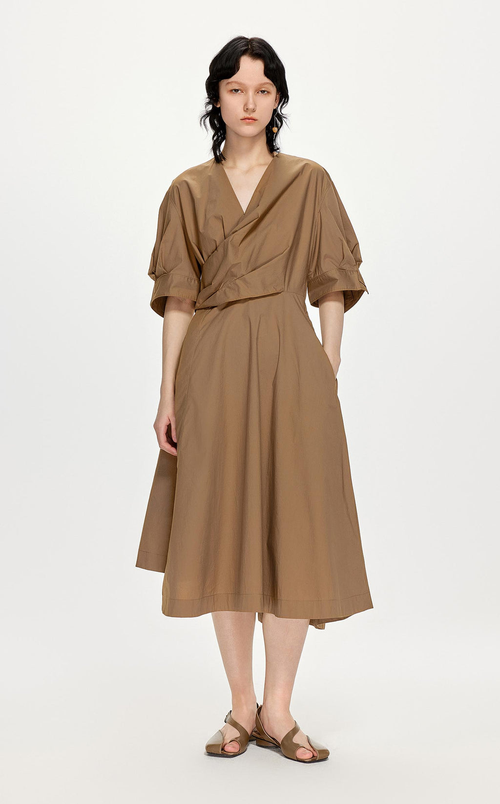 Thalassa | V Neck Short Sleeve Wrap Waist Midi Dress main image 0