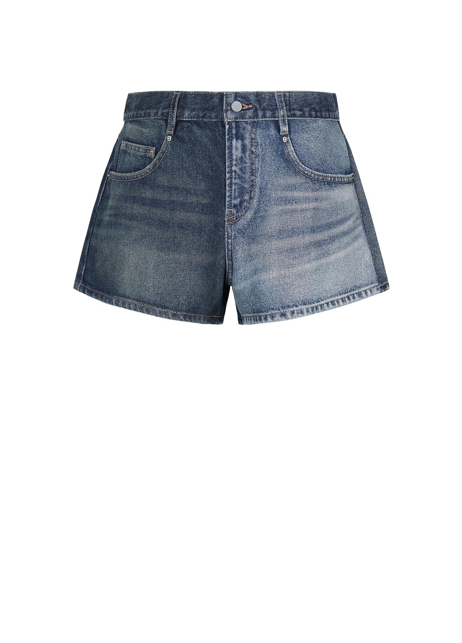 Shorts / JNBY Color-Contrast Patchwork Washed Denim Shorts (100% Cotton)