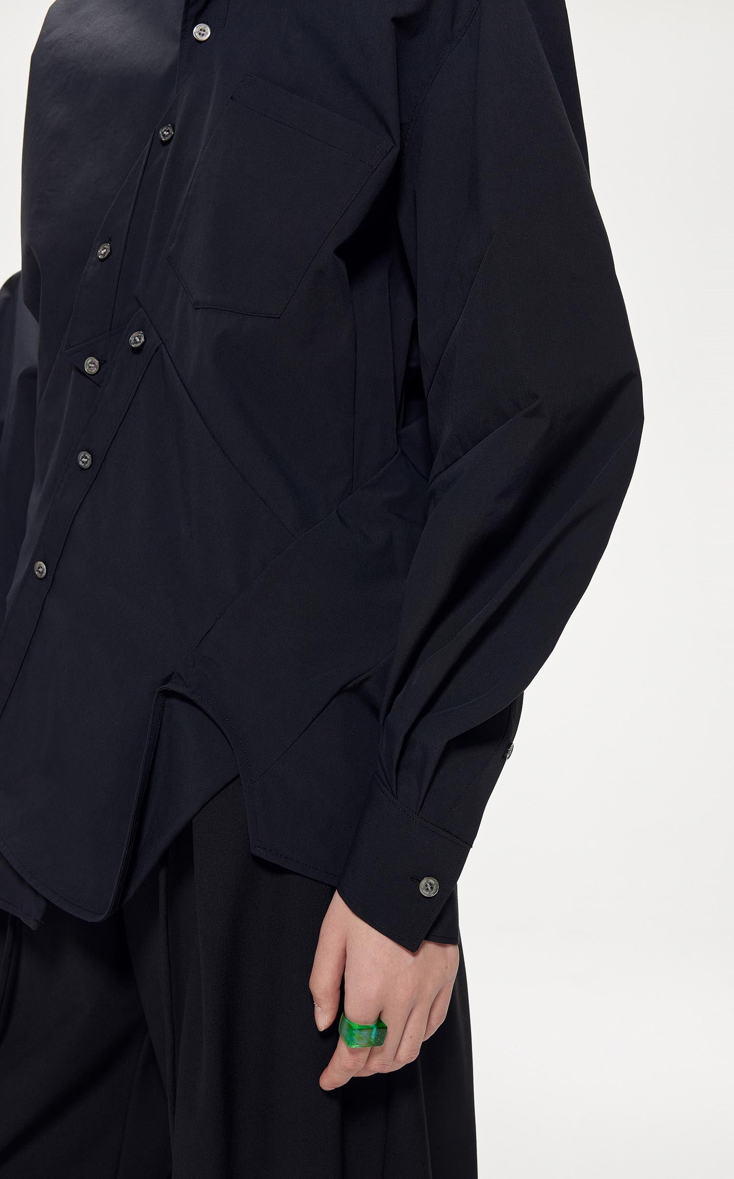 Shirts / JNBY Loose Fit Asymmetric Turndown CollarLong Sleeve Shirt